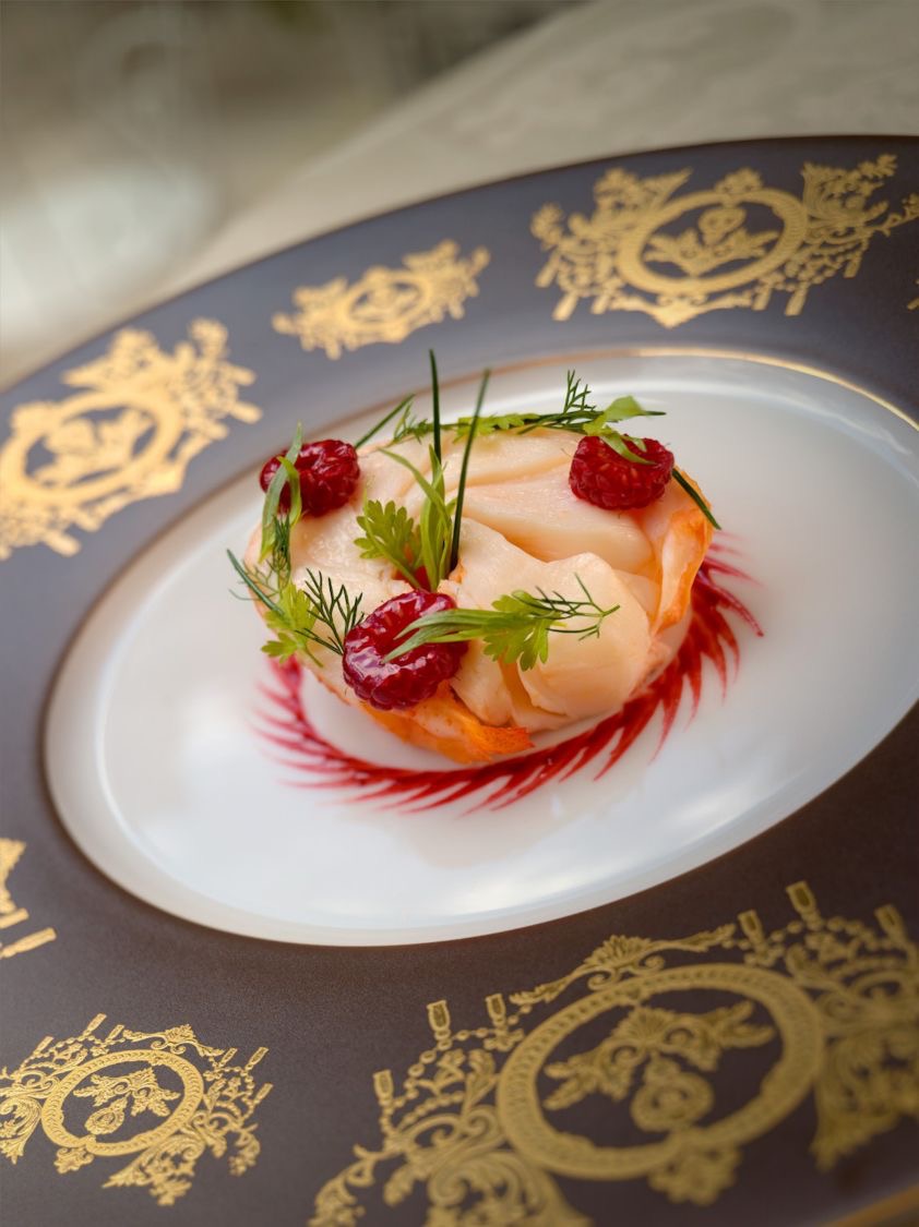 Langouste tiède vinaigrette framboisée « Roxane »